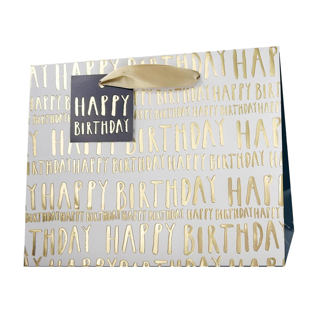 Paper T. Gift Bag, Medium, Happy Bday, Matte/HS, 157GSM, tag+j-hook