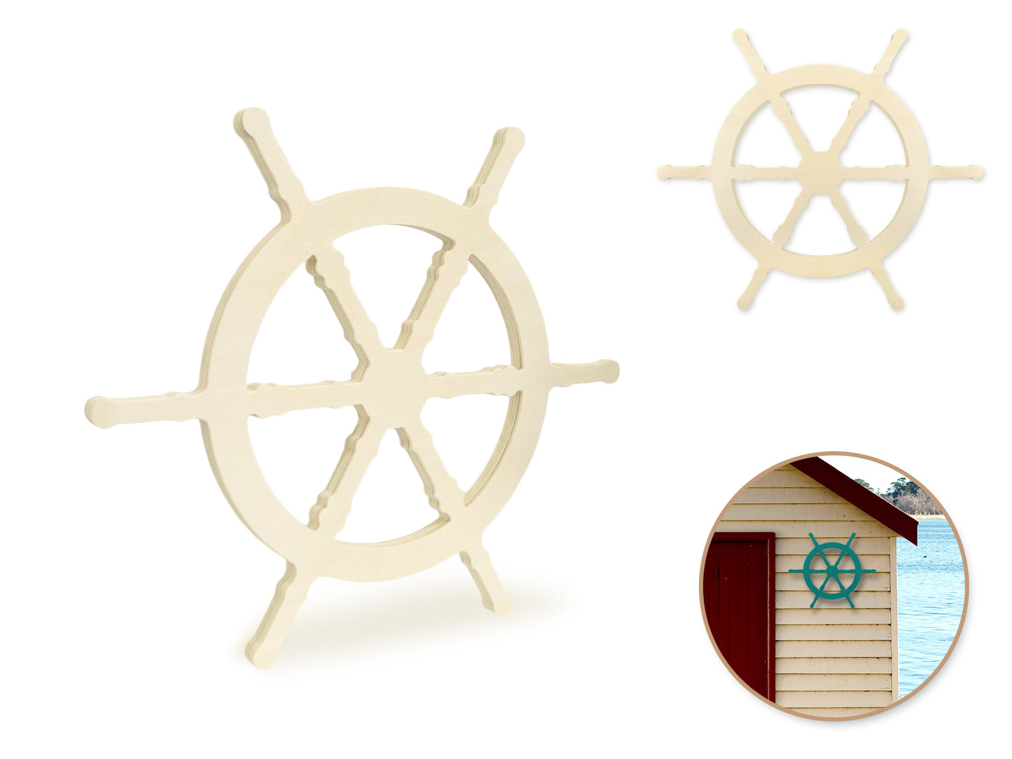 Wood Craft: 12.2" DIY Nautical Wheel 1.2cm(T)