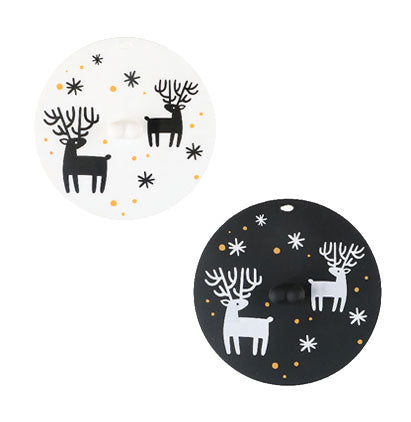 *SILICONE 2PK CUP LID-REINDEER -B/W