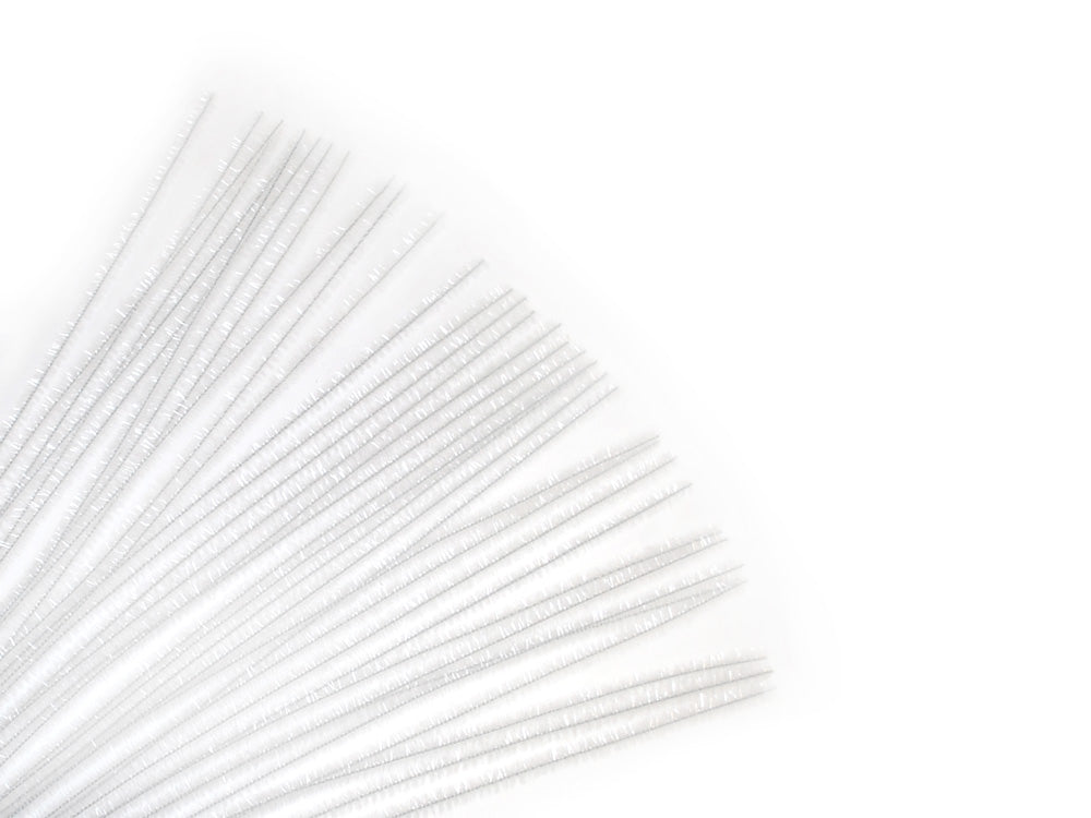 Tinsel Chenille Stems: 6mmx30cm 35/pk Glitter Pipe Cleaners E) White
