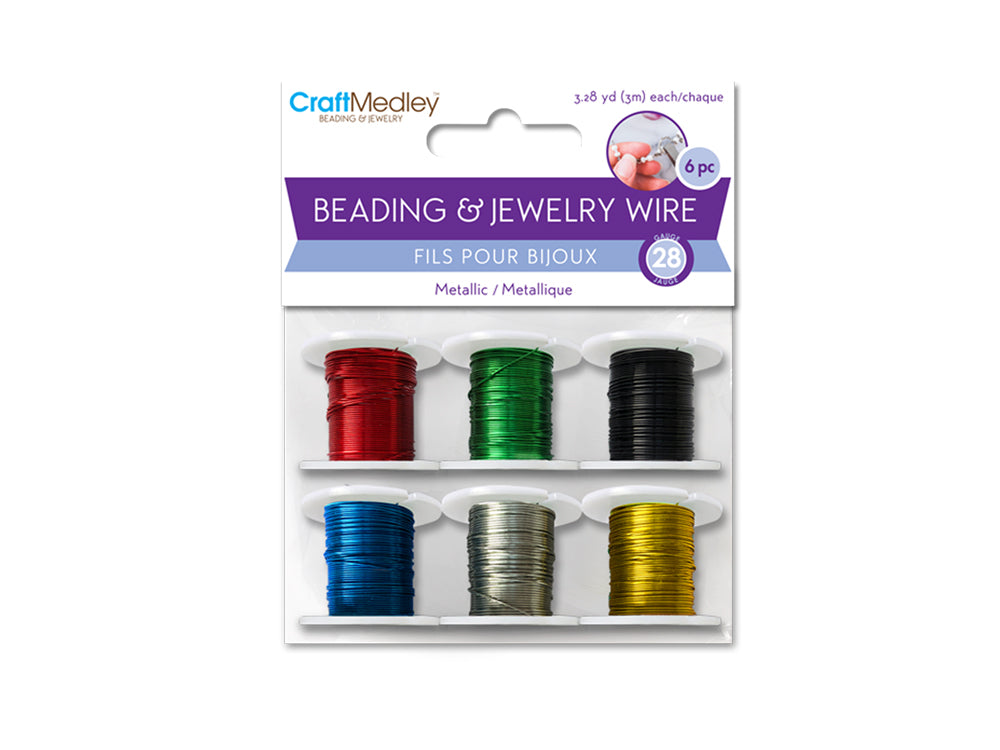 Beading/Jewelry Wire: 28g Metallic 6 Spools Asst 3m/Spool A) Basic