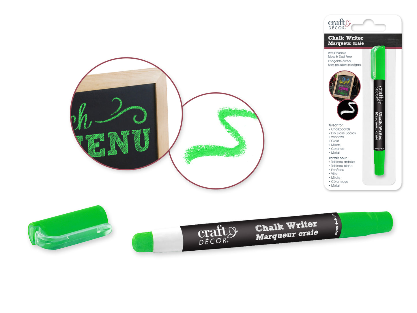 Craft Decor: Chalk Writer Blister-Carded D) Neon Green