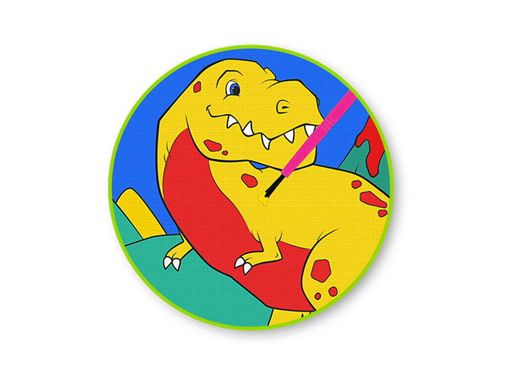 Krafty Kids Kit: 3.9"x5.9" DIY Canvas Panel on Easel w/4 Paint Pots+Brush D) Dino