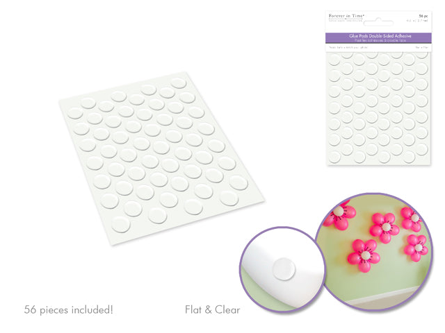 Clear Glue Pads: 1/2" Round 56pc High-Tack Flat Acid free