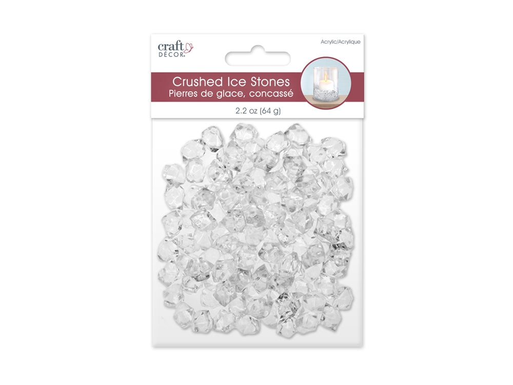 Craft Décor: 65g Crushed Ice Acrylic Stones A) Sml 1.5cmx1.2cm