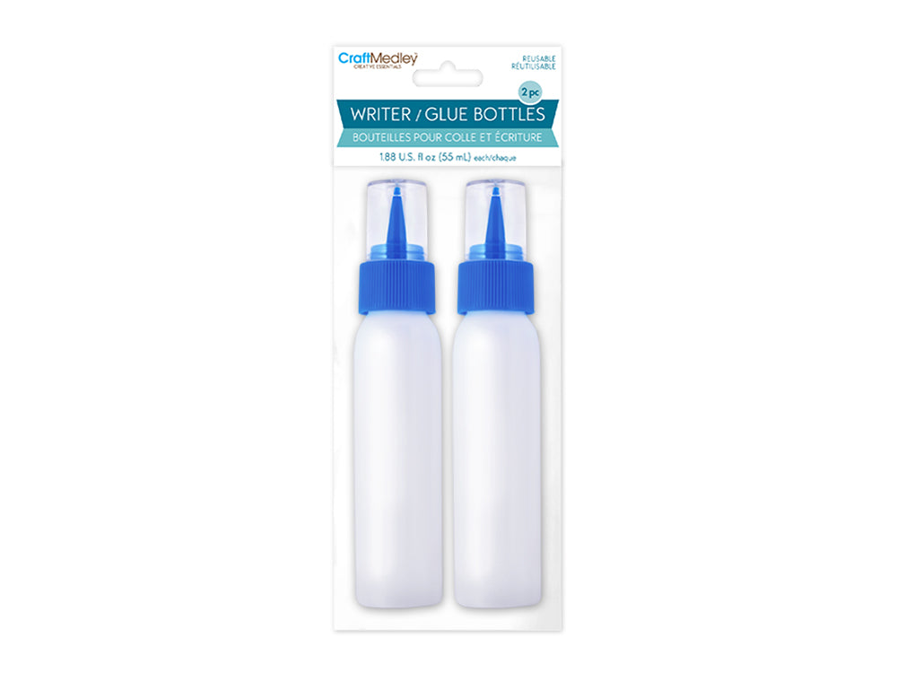 Plastic Bottles: 2oz (55ml) Writer/Glue Bottle x2 Reusable