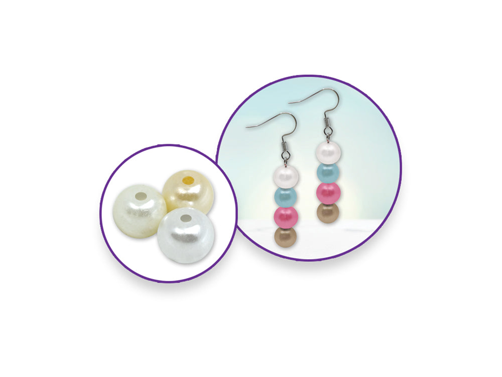 Pearl Beads: 8mm Glass Fired Pearls 35g 3-Col Asst Multi-Pack D) Oyster