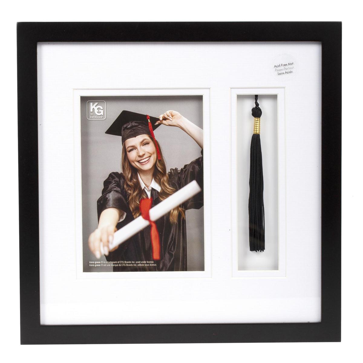 KG Graduation Photo Frame -Bk W/TASSEL,4x6"DOUBLE MAT (AZ)  (LD xx)