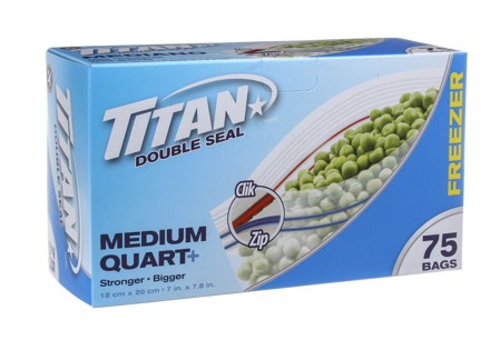 TITAN DBL SEAL FREEZER BAG MED 75/PK