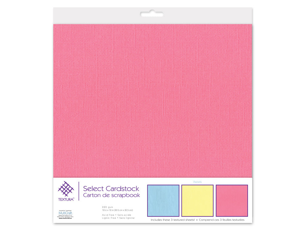 Scrapbook Paper: 12"x12" Textura Select Cardstock x3 Asst Pre-Packaged 04) Pastels