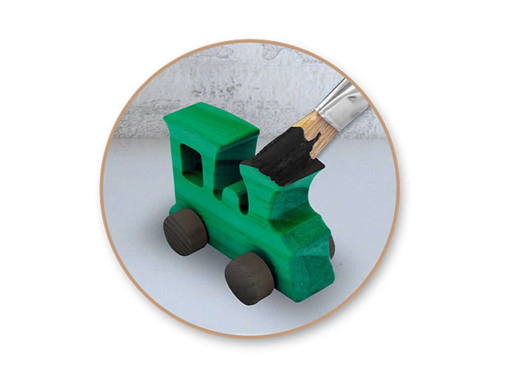 Wood Craft: 4.5" DIY Solid Wood Vehicles w/Moving Wheels D) Train