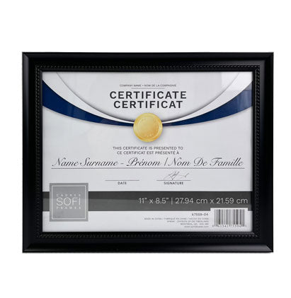 Drk.Brwn Bevel Certific 8"X11" Edged Frame