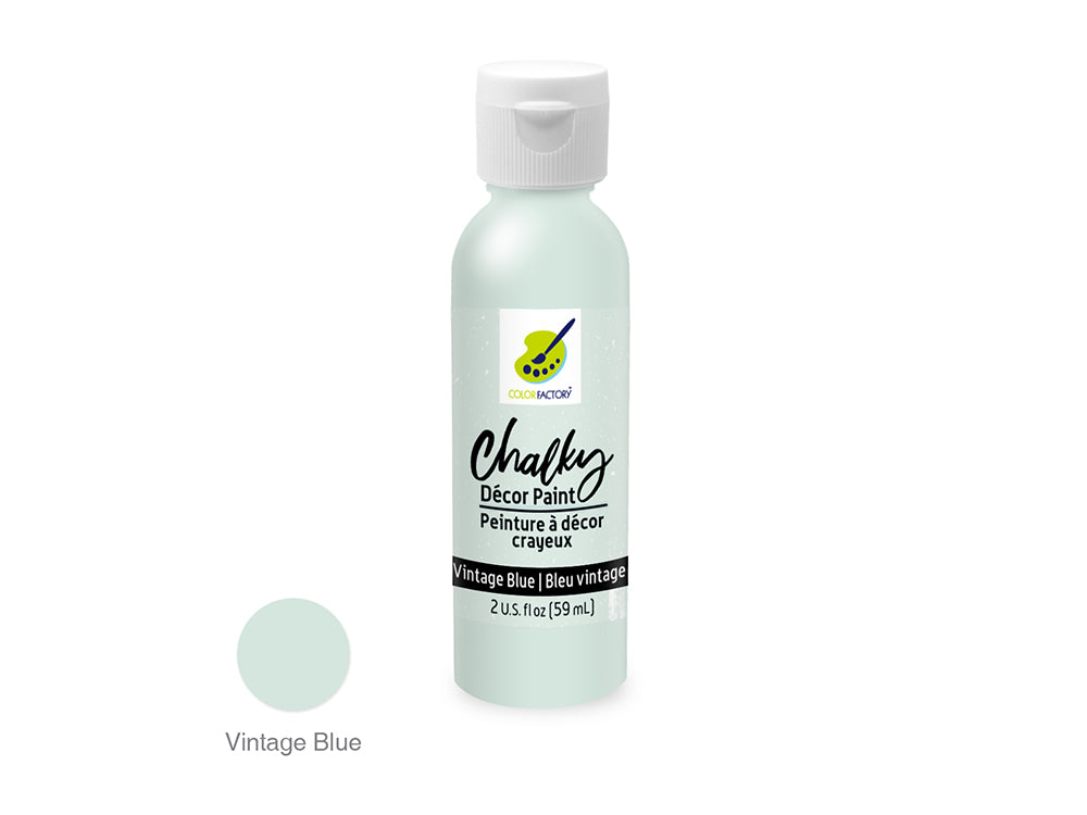 Color Factory: 2oz Chalky Decor Paint CD01-CD10 CD07) Vintage Blue
