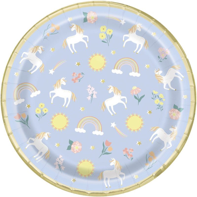 Dainty Unicorn Round 9" Dinner Plates  8ct - Foil Stamping