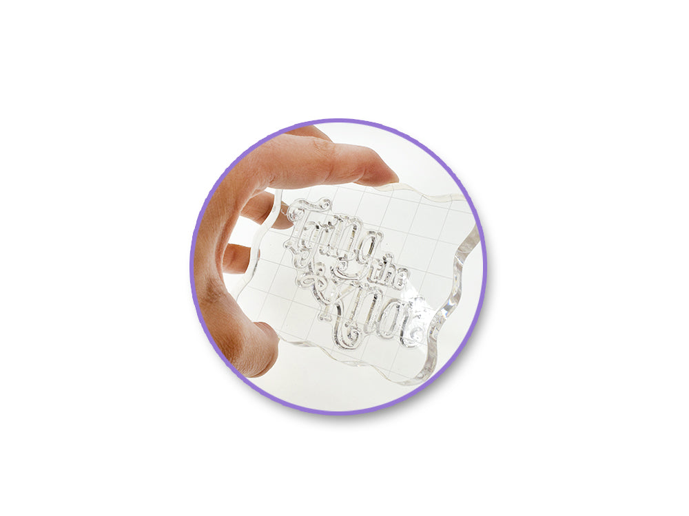 Clear Acrylic Stamp Block: 8.9cmx7cmx1cm Ergonomic Applicator w/Grids