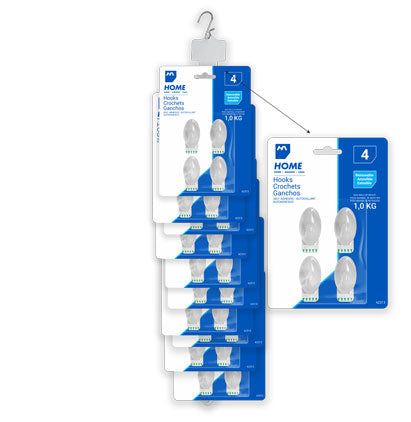 HOOKS-PLASTIC-OVAL-S Clip-Strip 12/units