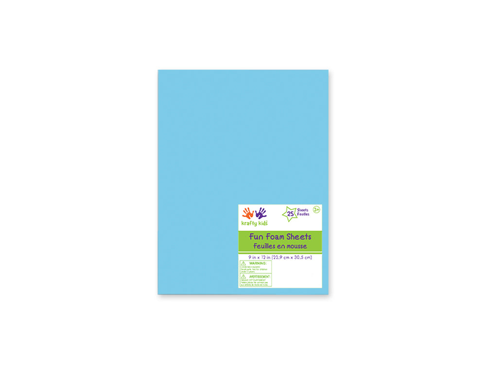 Fun Foam Sheets: 9"x12" - 2mm(T) Barcoded Sheets D) Light Blue