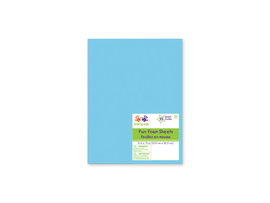 Fun Foam Sheets: 9"x12" - 2mm(T) Barcoded Sheets D) Light Blue