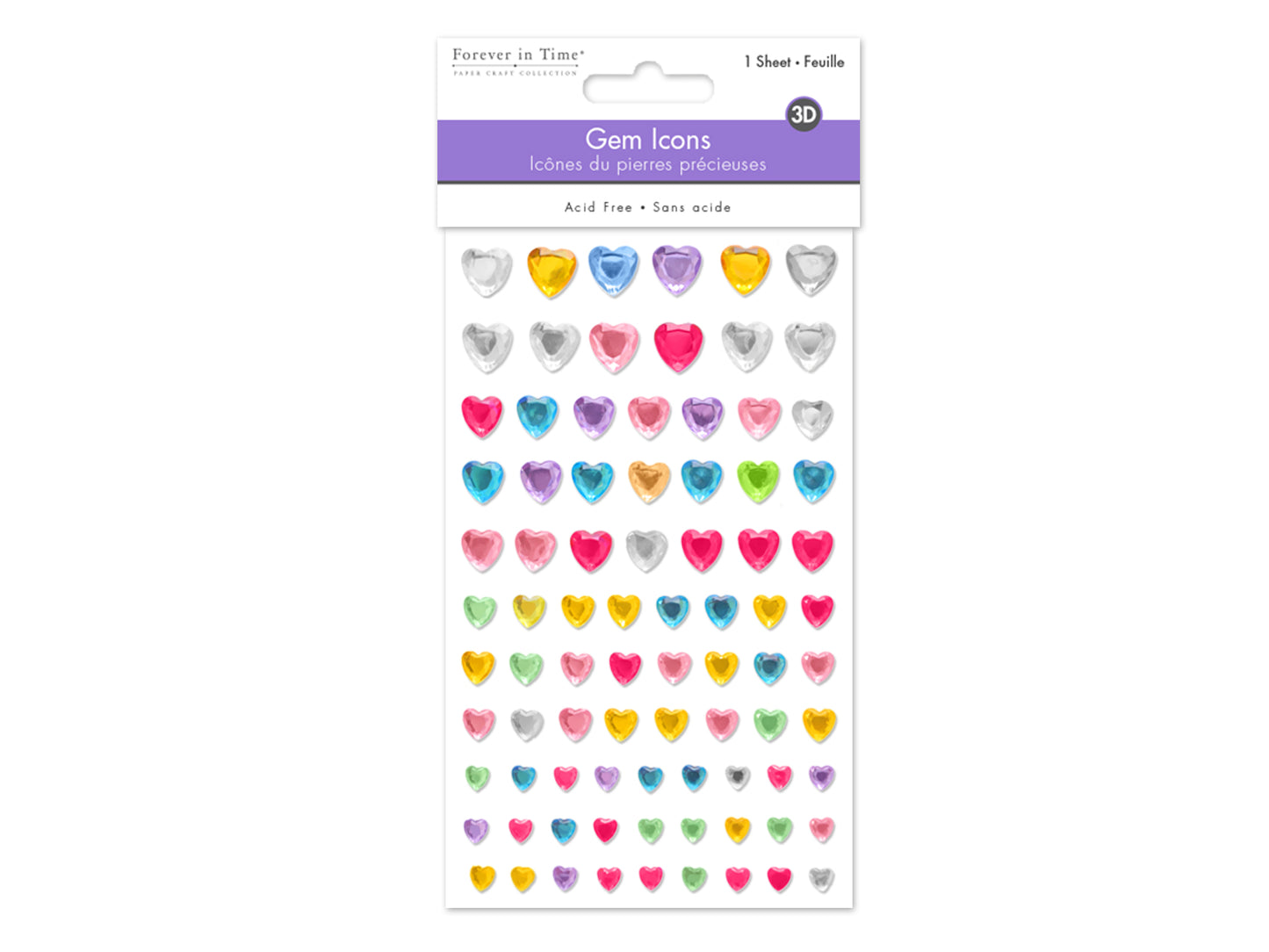 Paper Craft Sticker: 3.7"x6.1" Gem Icons D) Hearts Medley