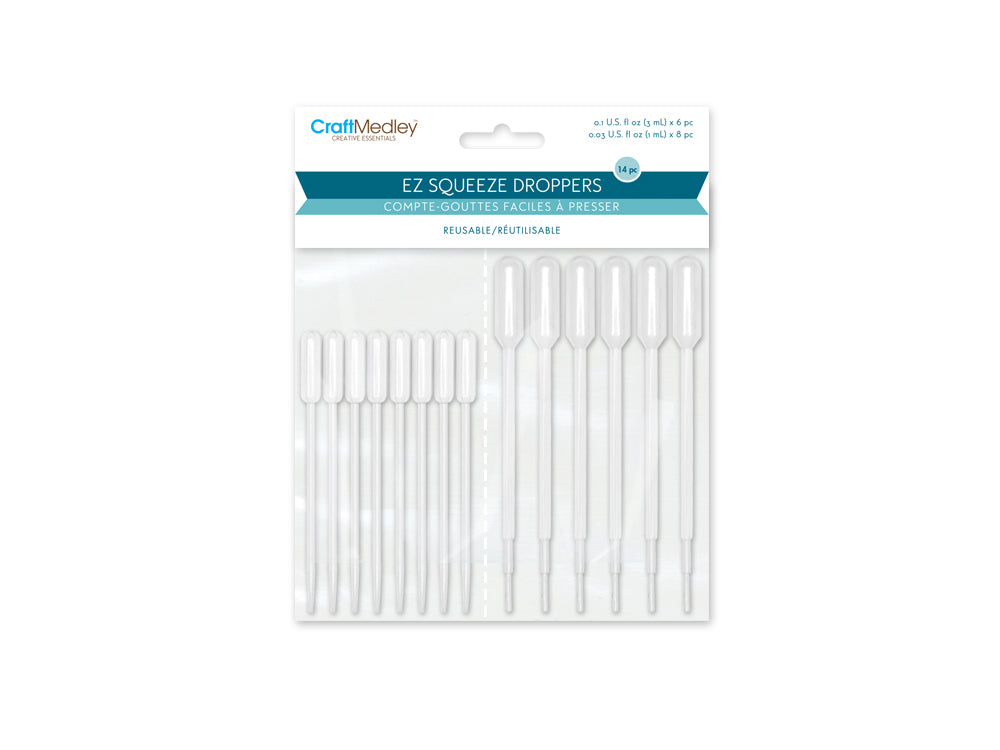 Plastic Bottles: Squeezable Droppers 3ml x6 +1ml x8 14/pk