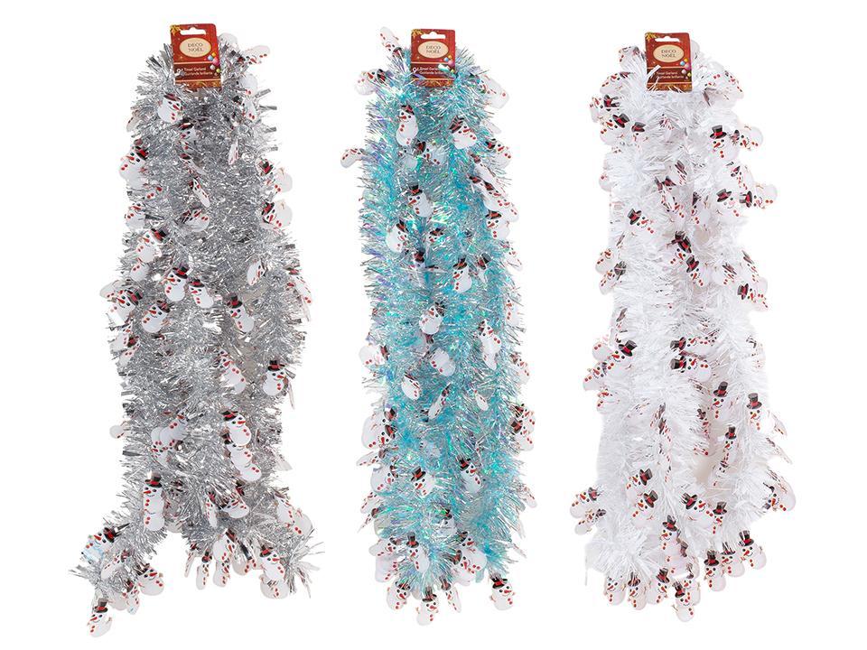 Deco N. 9ft.x6ply Tinsel Garland w/ Snowman, 3/c, header