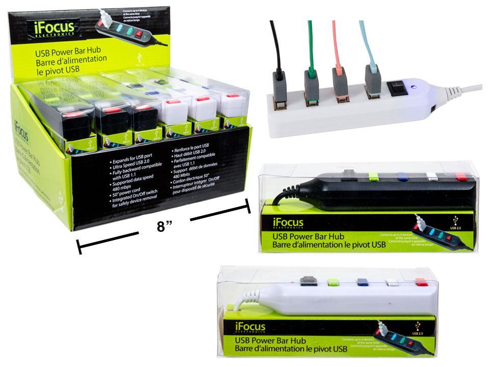 iFocus Elec., USB Power Bar Hub, 2 col, pvc box + 12/dsp