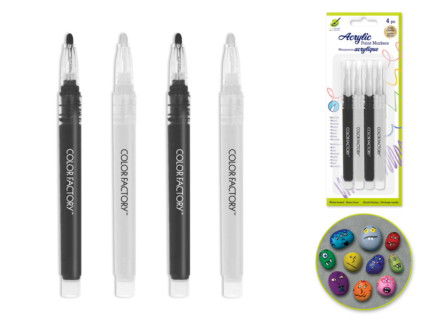Color Factory: Premium Multi-Surface Acrylic Paint Markers 4pk C) Classic