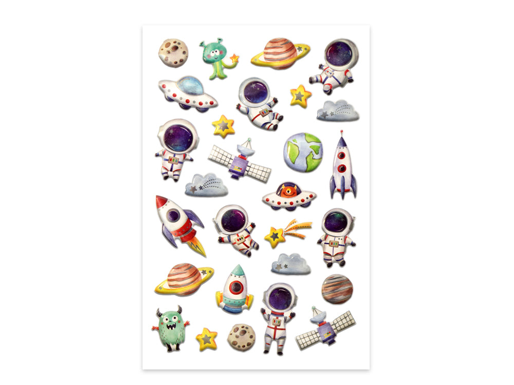Paper Craft Sticker: 5.5"x8.25" 3D Puffy Foil H) Out Of This World