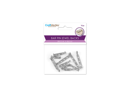 Bar Pin Jewel Back w/Clasp: 3/4"-1 1/2" Silver x10 Asst 3/4"+1"+1.25"+1.5"