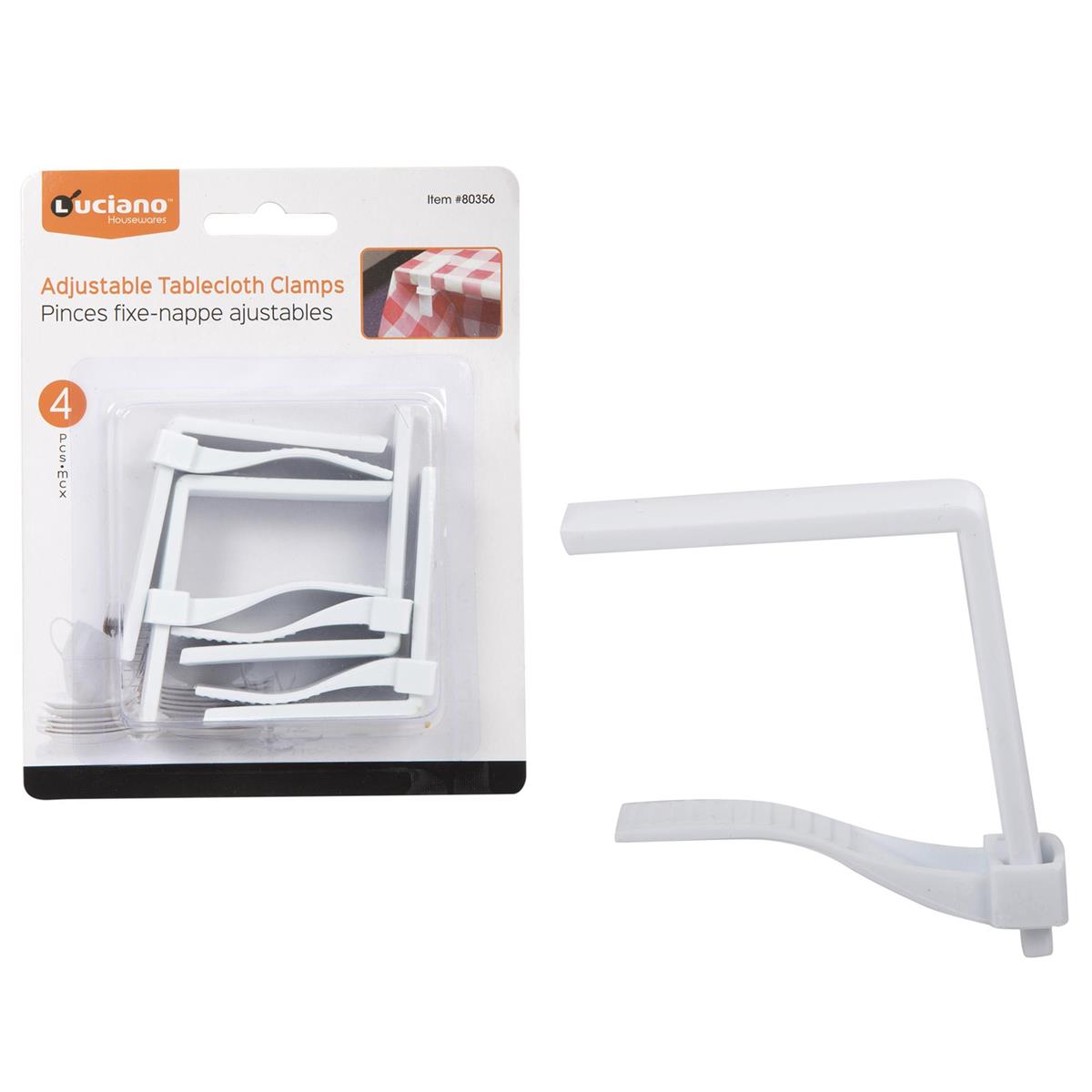 Luciano 4-pc Pl. Tablecloth Clamps, Adjustable, b/c