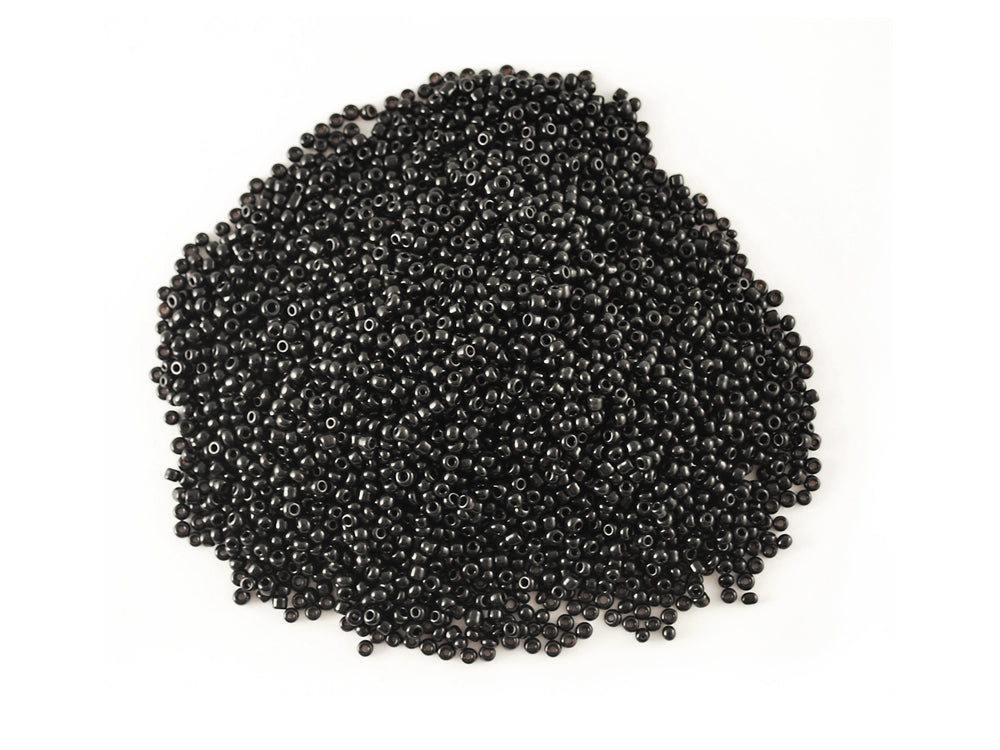 Glass Seed Beads: 12/0 Opaque 60Gms A) Black