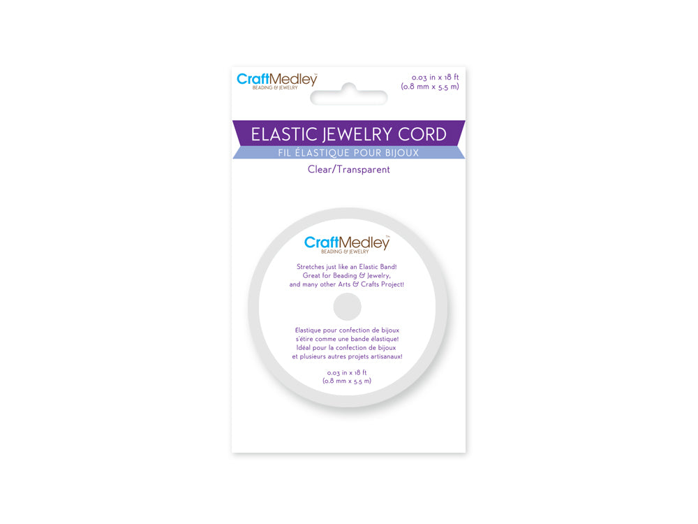 Jewelry/Craft Cord: 18ft Elastic Cord 0.8mmx5.5m B) Clear