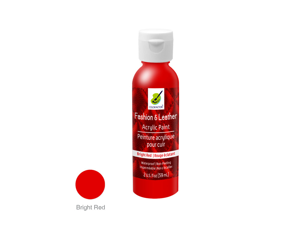 Color Factory: 2oz Fashion & Leather Acrylic Paint LD01-LD10 LD07) Bright Red