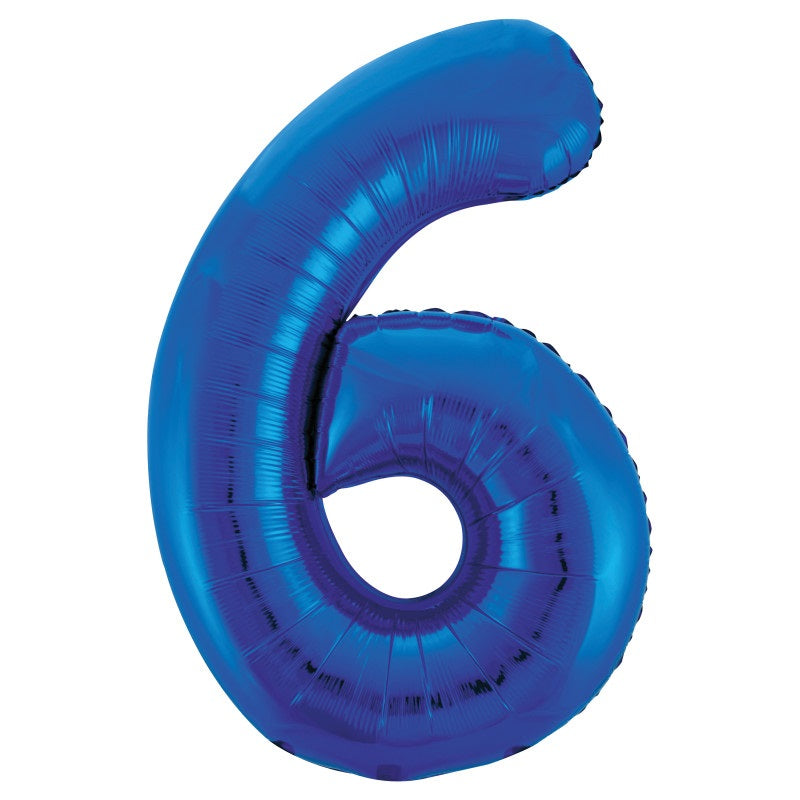 Royal Blue Number 6 Shaped Foil Balloon 34"  Packaged