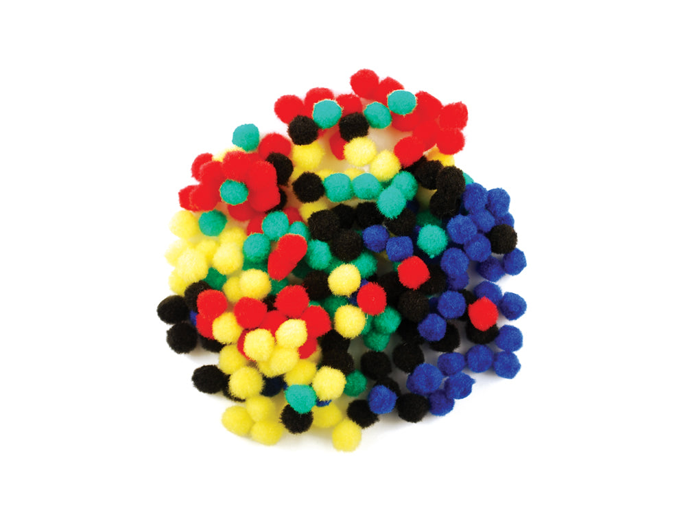Krafty Kids: 3/8" (9.5mm) Mini Pom-Poms x200 Primary Colors Asst