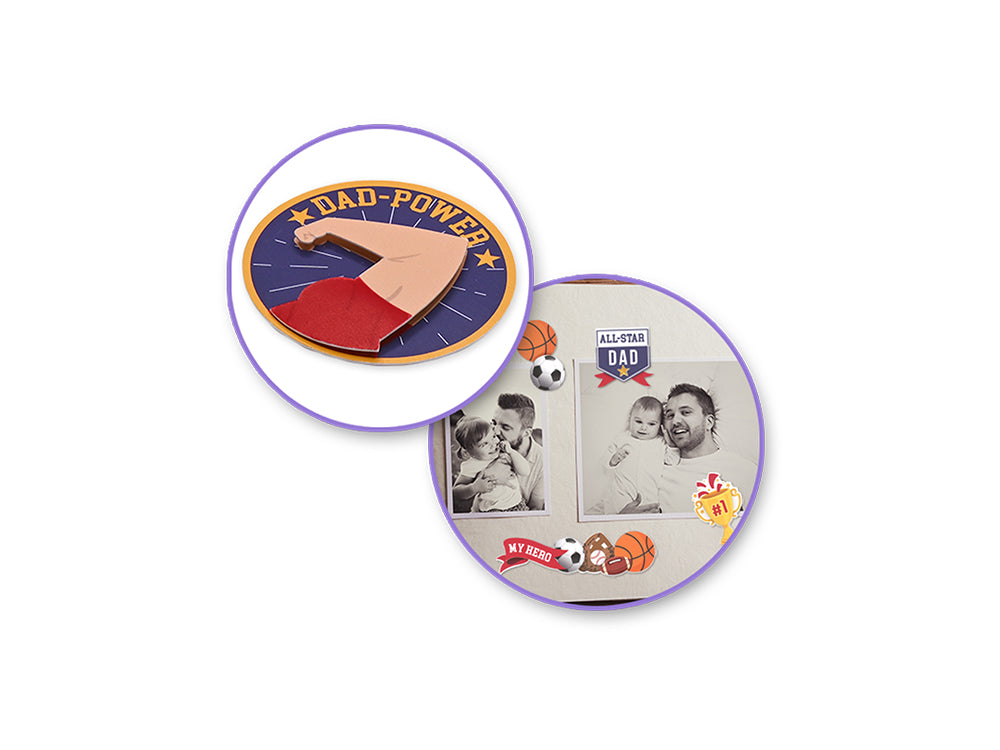 Handmade Sticker: 4.4"x7.5" 3D Themed Elements E) All-Star Dad