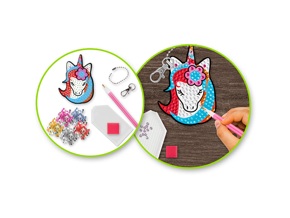 Krafty Kids Kit: Diamond Painting DIY Keychain Kit D) Unicorn