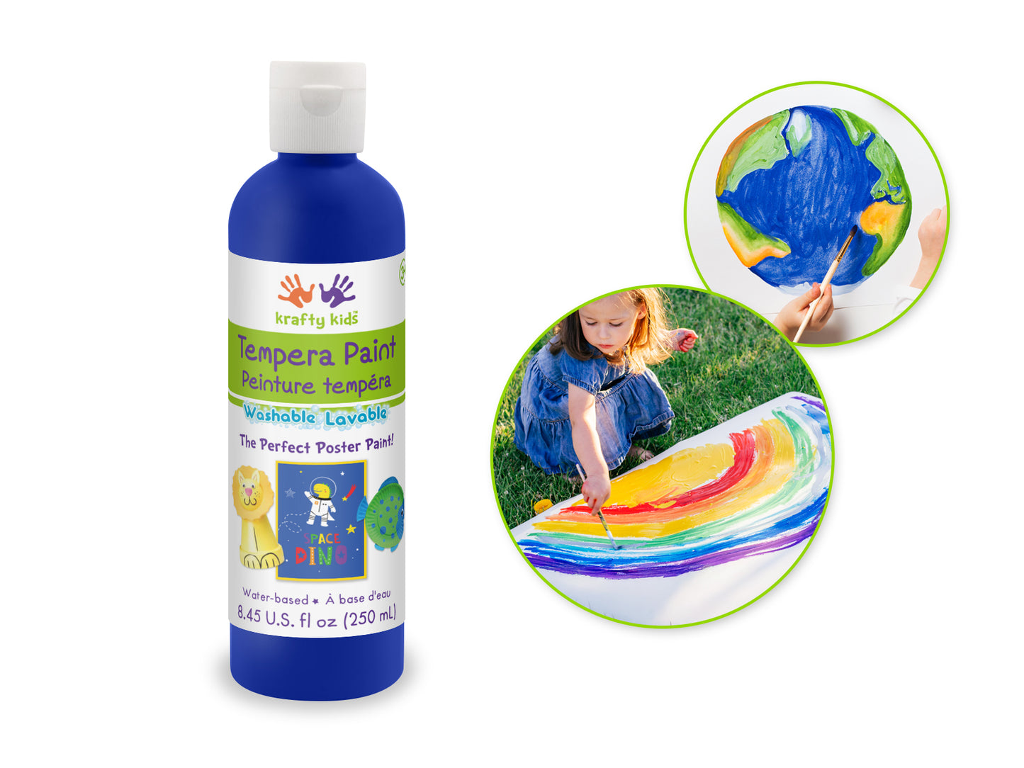 Krafty Kids Paint: 250ml Tempera (8.45oz) B) Royal Blue