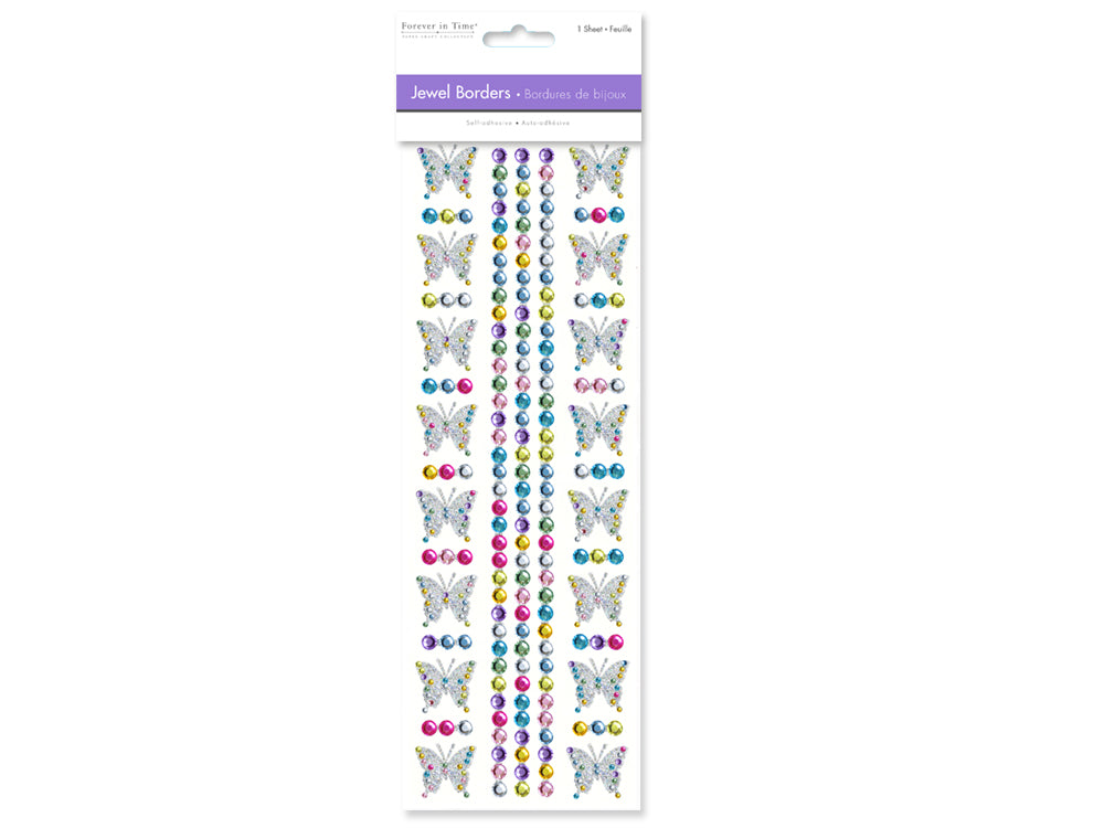 Paper Craft Sticker: 10cmx27cm Jewel Borders X) Butterfly Medley