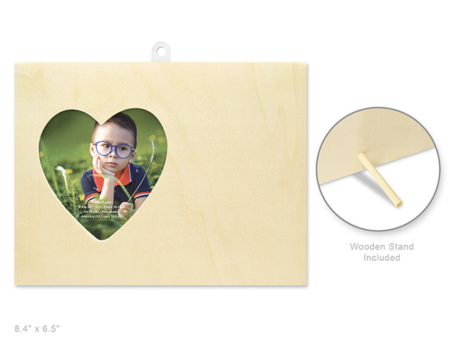 Wood Craft: Natural DIY 8.38"x6.44" Photo Frame C) Small Heart Frame