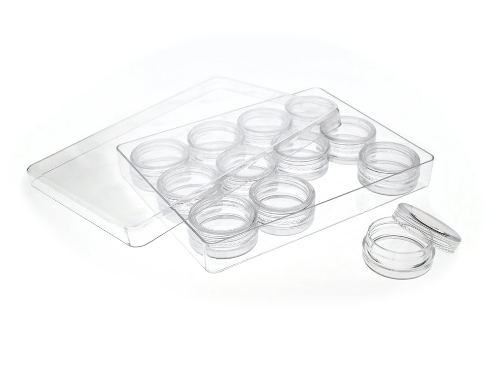 Craft/Bead Storage: 3x1.3cm Screw-Top Mini Canisters x12 in Storage Box