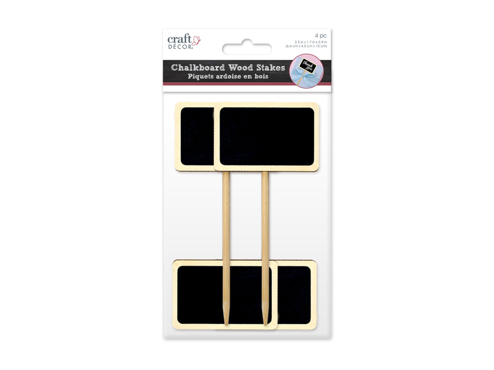 Craft Decor: Chalk-It-Up Wood Stakes 6.6cmx4.5cmx15cm 4pc A) Natural Rectangle Border