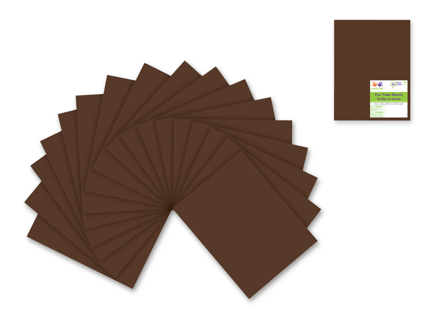 Fun Foam Sheets: One 9"x12" - 2mm(T) Barcoded Sheets L) Dark Brown