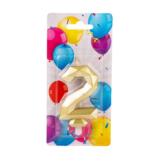 Let's Party #2 Diamond Cut Gold Birthday Candle set