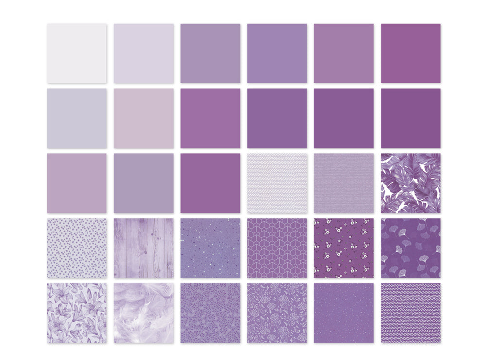Paper Pad: 6"x6" Color Theme Stack Pad x30 (30 Designs) 100GSM A) Purple