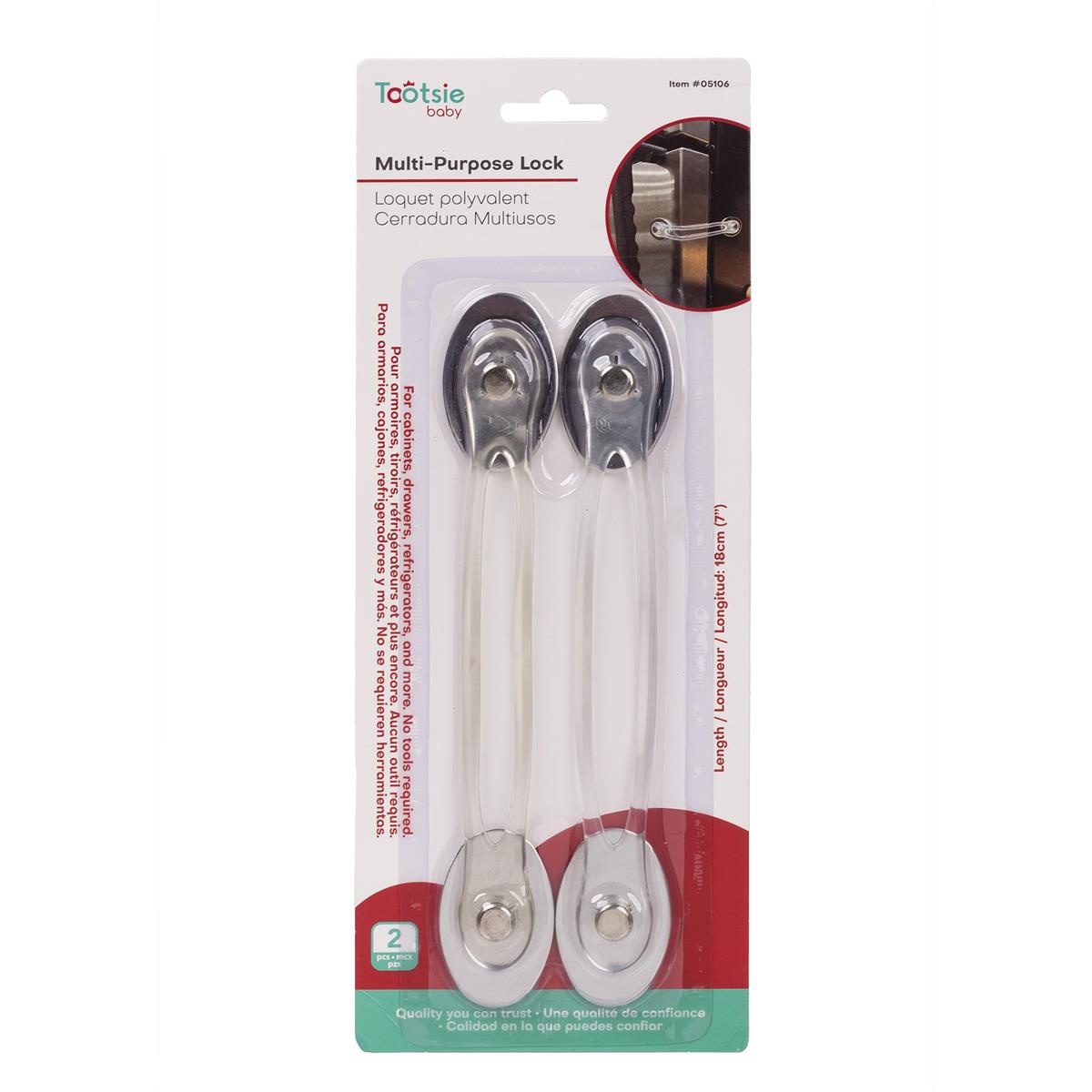 Tootsie Baby, Multi-Purpose Latch Large, Silver, 18x3.2x1.3cm, b/c