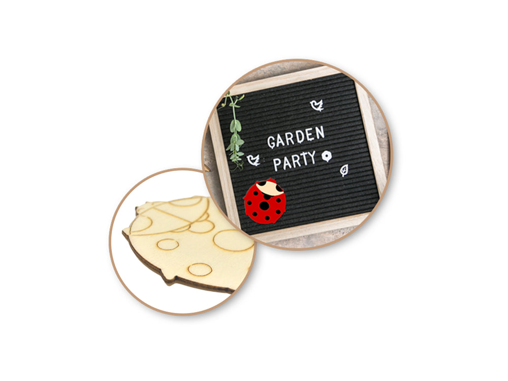 Wood Craft: Laser-Etched Wood Shapes x6 B) Ladybug