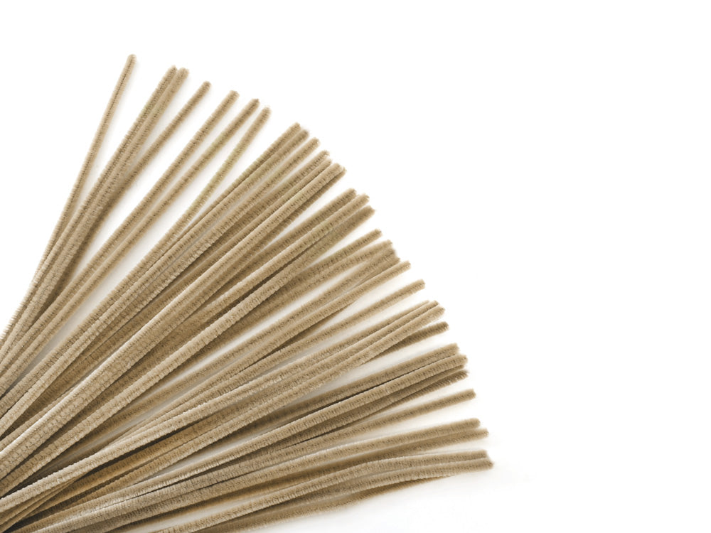 Chenille Stems: 6mmx30cm Standard Pipe Cleaners 40pc A) Beige