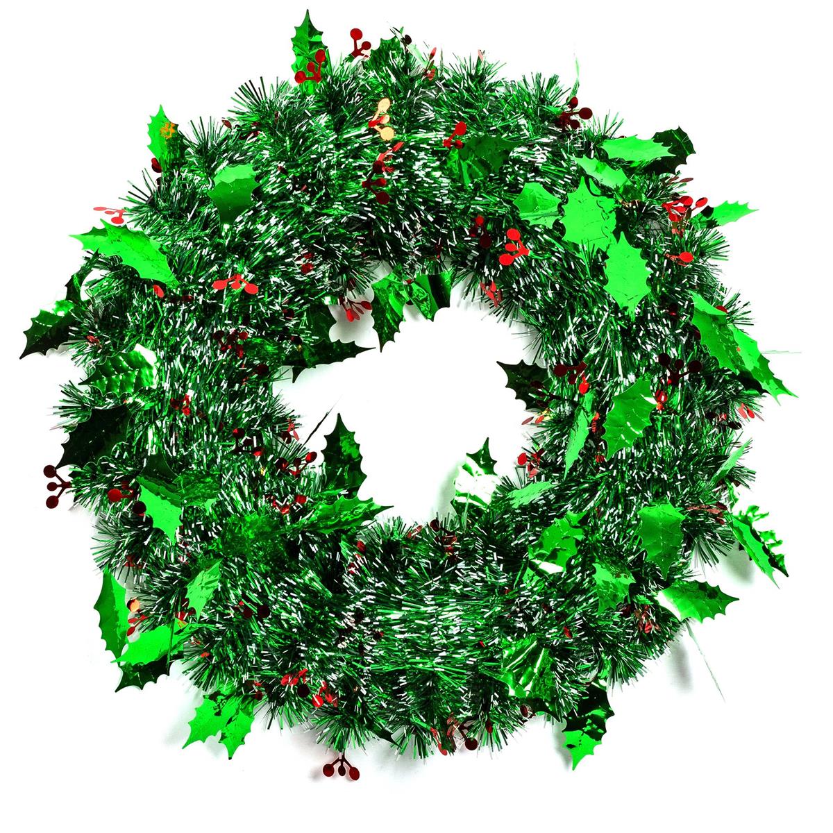 Deco N. 15" Xmas Glitter Wreath w/Berries, cht