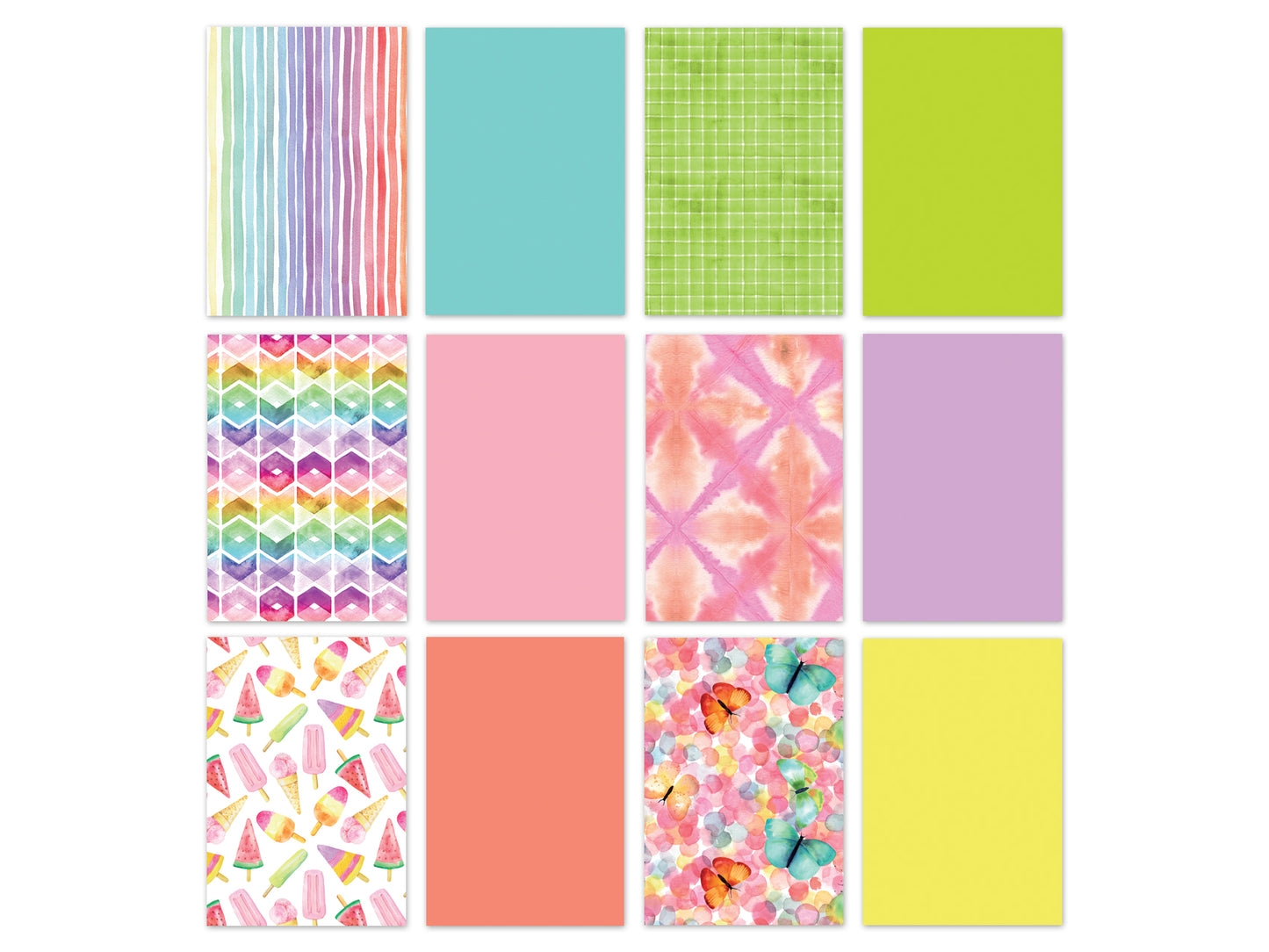 Paper Pads: 5.8"x8.2" Vellum Foil Print Stack Packs 12sheet L) Technicolor